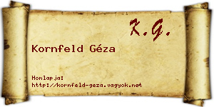 Kornfeld Géza névjegykártya