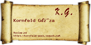 Kornfeld Géza névjegykártya