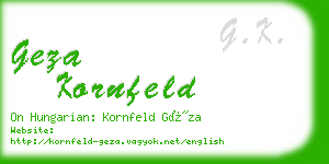 geza kornfeld business card